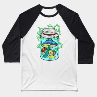 Psychedelic Mushrooms Mason Jar Baseball T-Shirt